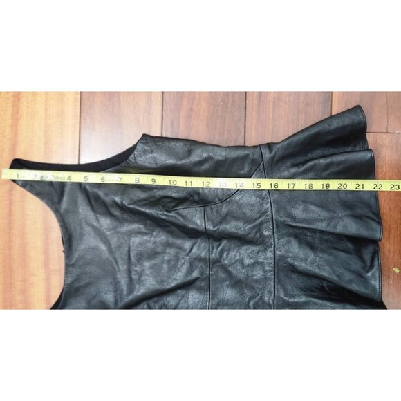 Amanda Uprichard Black Leather Peplum Top Women’s S Sleeveless Zip Back - Picture 11 of 13